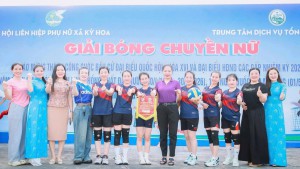 Trường Mầm non Kỳ Hoa tham gia giải bóng chuyền chào mừng thành công của cuộc bầu cử đại biểu Quốc Hội và HĐND các cấp
