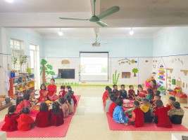 Trường mầm non Kỳ Hoa tổ chức hoạt động trải nghiệm "Gói bánh chưng xanh"